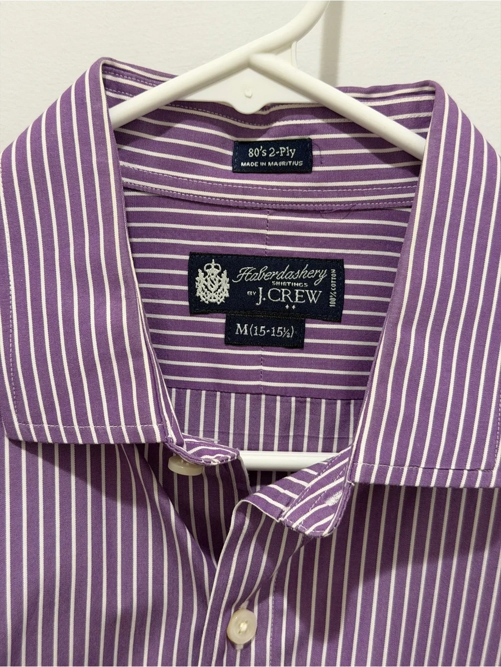 J.Crew Long-sleeve button-up dress shirt vertical stripes purple and white